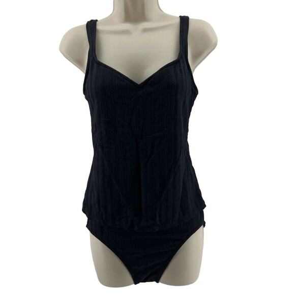 Jantzen Black Textured Tankini 3 PC Set Womens Swim Separates Size 8 - Picture 3 of 8